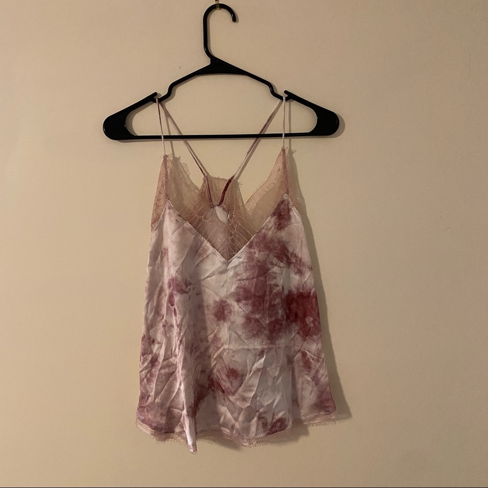 Storia Pink Tie Dye Lingerie Lace Trim Tank Top NWT